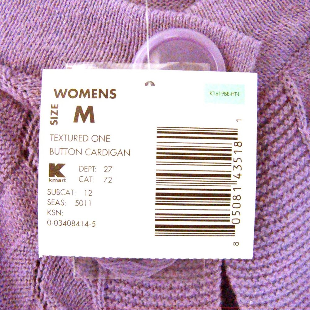 Basic Editions Single Button Textured Cardigan M - Picture 3 of 4